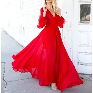 Vici siren red long sleeve maxi dress